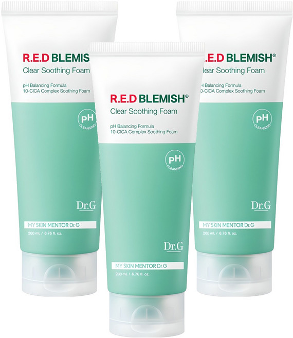 닥터지 약산성 레드 블레미쉬 클리어 수딩 폼, 200ml, 3개