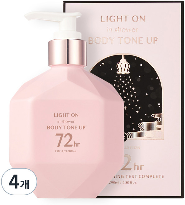 비오엠 라이트 온 인 샤워 바디 톤업 바디로션 베이비파우더향, 290ml, 4개