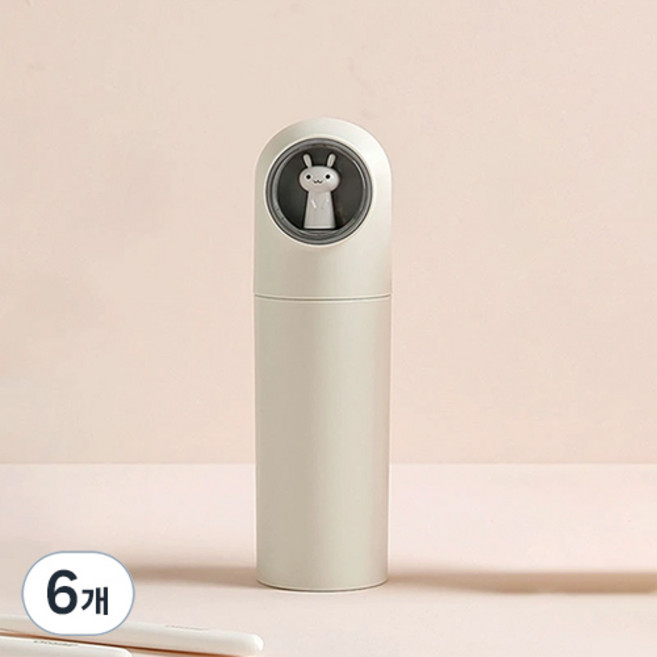 더자카 캡슐토끼 휴대용 칫솔케이스, 화이트, 6개