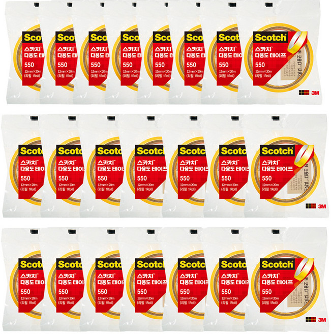 스카치 3M 다용도 테이프 550 리필 12mm x 20m, 22개
