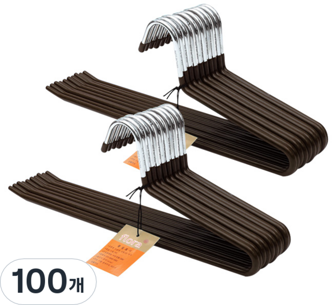 네이쳐리빙 논슬립 코팅 1단 바지걸이, 브라운, 100개