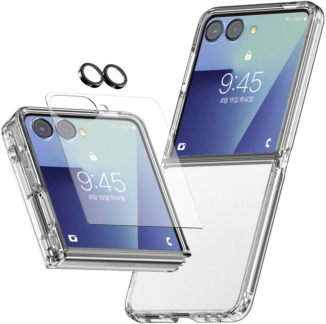 케이엠디자인 클리어핏 케이스 + 전면 강화유리 + 카메라 보호필름 풀 세트