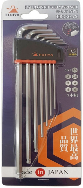 FUJIYA 富士箭 加長球型六角板手組 7支, 1組