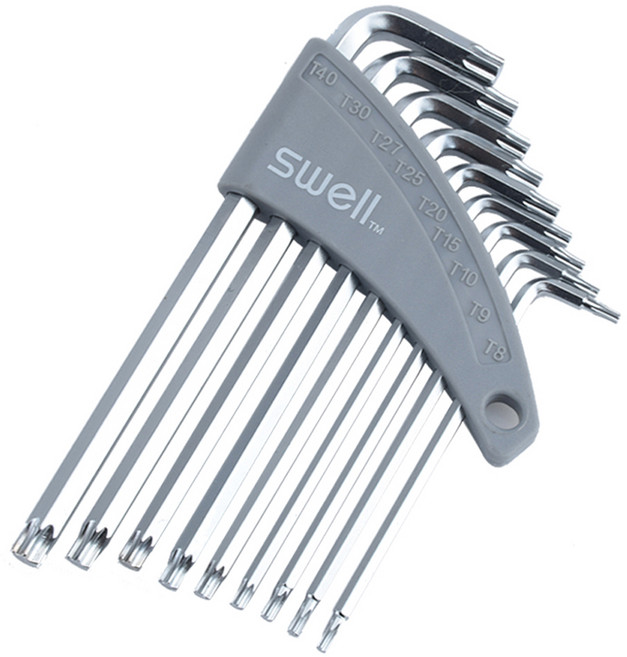 swell 星型實心平面六角扳手 9支組 T8-T40, 1組