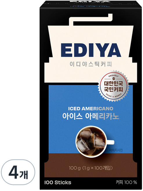 이디야 아이스아메리카노 리미티드, 1g, 100개입, 4개