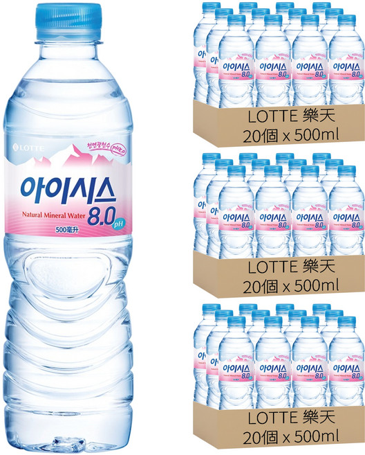 LOTTE 樂天 礦泉水, 60個, 500ml
