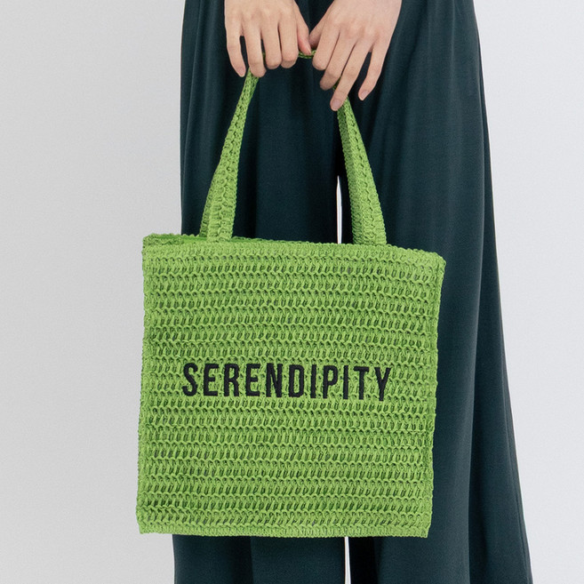 엘쏘 사각 자수 레터링 포인트 데일리 라탄백