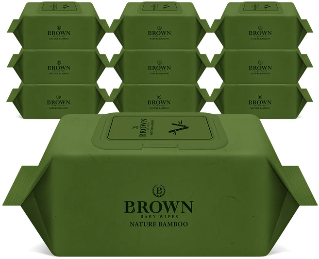 브라운 네이처 밤부 아기물티슈 캡형, 73g, 70매, 10개 - 쿠팡