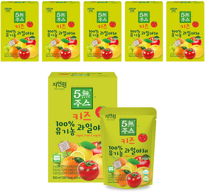 자연원 키즈 100% 유기농 5무주스 과일야채, 100ml, 30개