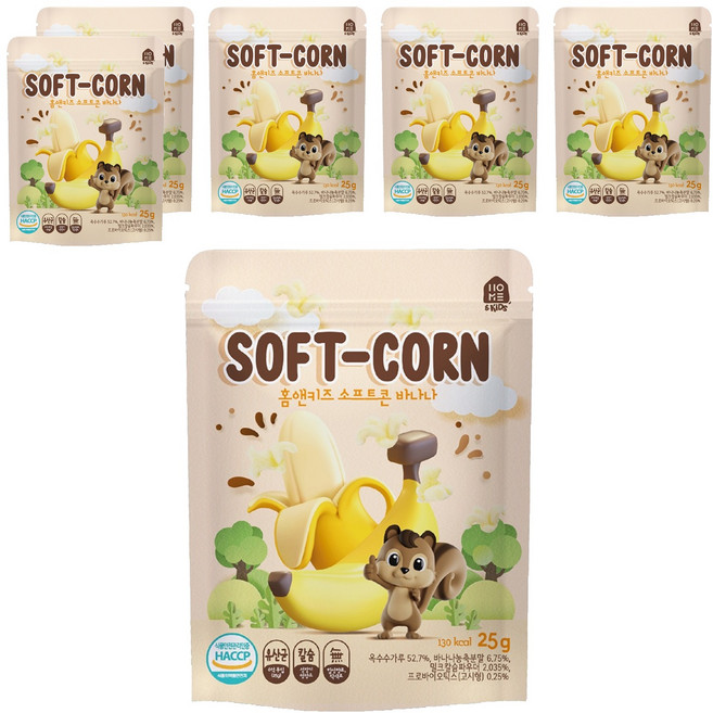 홈앤키즈 소프트콘 과자, 6개, 바나나, 25g