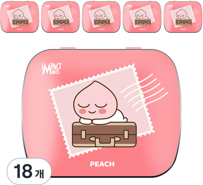 임팩트민트 카카오프렌즈 복숭아향 캔디, 15g, 18개