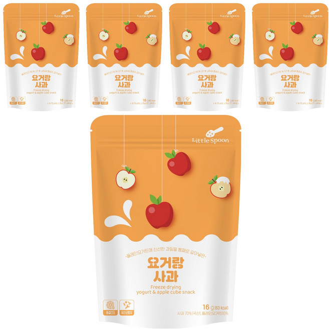 리틀스푼 요거랑 동결건조 요거트 큐브 스낵, 사과, 16g, 5개