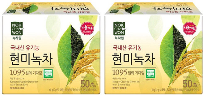 녹차원 현미녹차 티백, 1.2g, 50개입, 2개