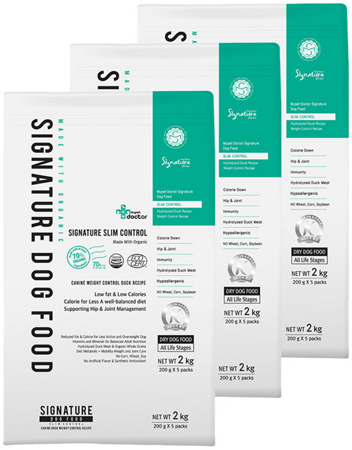 마이펫닥터 강아지 시그니처 유기농 기능성 사료, 다이어트(체중감소), 2kg, 3개