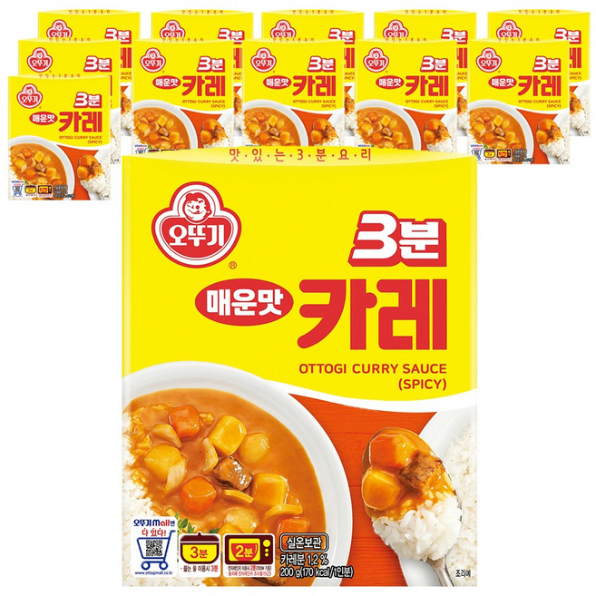 오뚜기3분 카레 매운맛, 200g, 0.2L, 12개