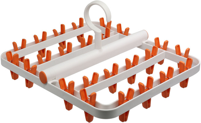 하늬통상 슬림 접이식 대용량 양말 속옷 빨래 집게 건조대 24클립, ORANGE