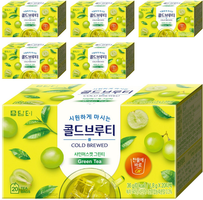 담터 콜드브루티 샤인머스캣 그린티, 1.8g, 20개입, 6개