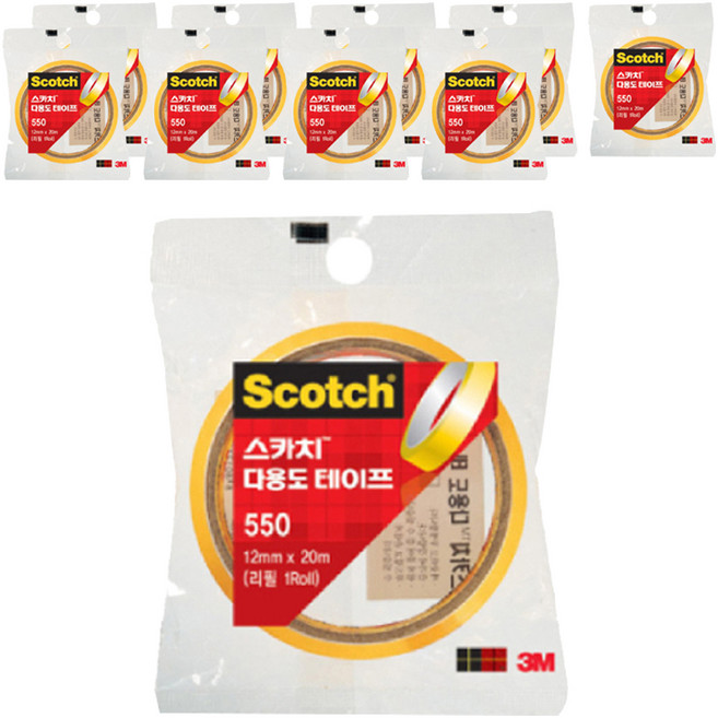 스카치 다용도 테이프 550 리필 12mm x 20m, 투명, 10개