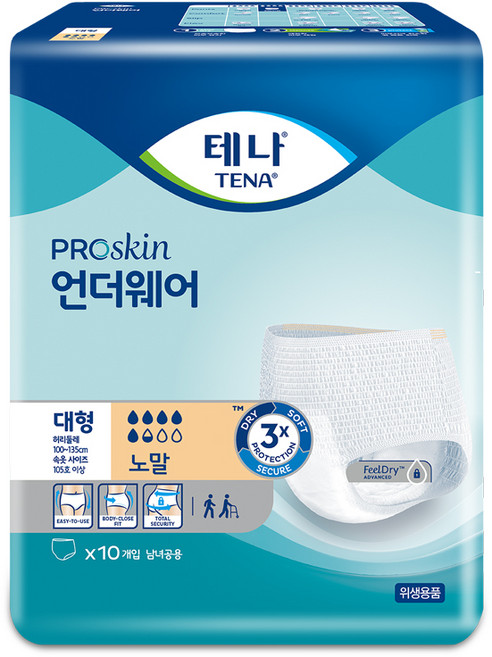 테나 남녀공용 언더웨어 노말 성인기저귀, 대형, 10개입, 1개