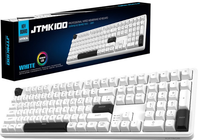 조이트론 초저소음 풀배열 USB 유선 멤브레인 키보드, 화이트, JTMK100, 제조사축