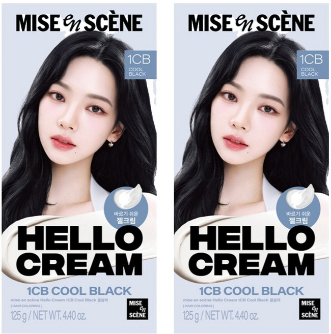 미쟝센 뉴 헬로크림 일반염모제, 쿨블랙, 2개