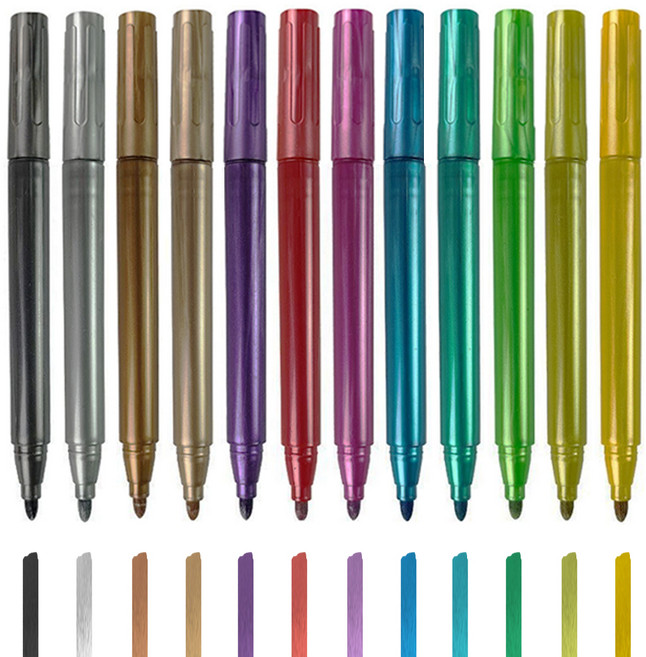 다다 메탈릭 펄 마카펜 펜타입 12종 세트, 1세트, 12색