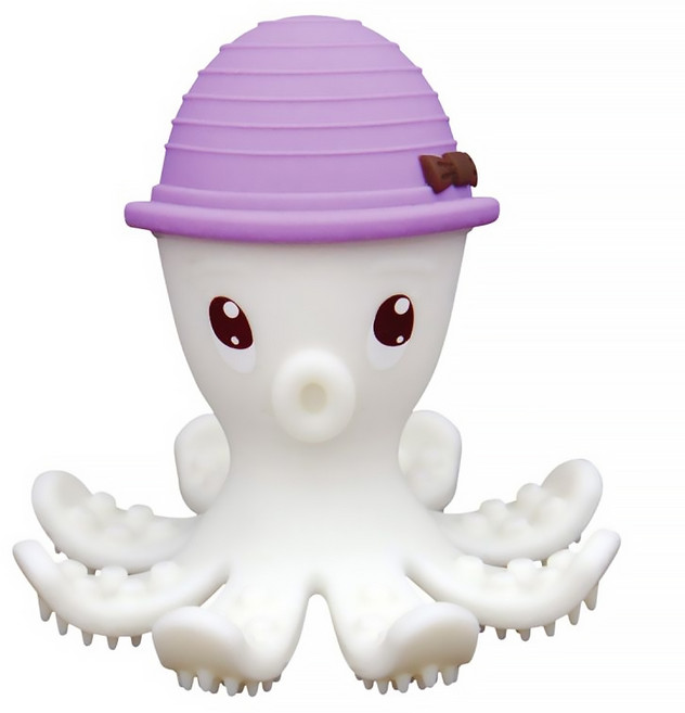 mombella 固齒器 樂咬咬章魚 食品級矽膠 食品級色料 多種造型玩法, 紫色, 1個