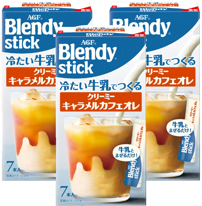 AGF Blendy 咖啡牛奶歐蕾 焦糖風味, 6.5g, 7包, 3盒