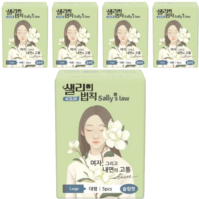 샐리의법칙 시그니처 슬림핏 생리대 날개형, 대형, 5개입, 5개