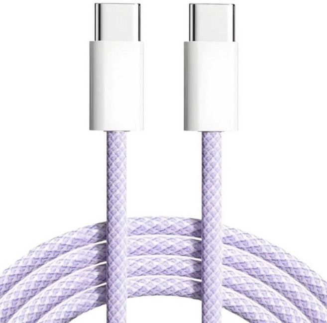 아이리버 C타입-C타입 패브릭 초고속 충전 데이터 케이블 60W, 2m, 라벤더퍼플, 1개
