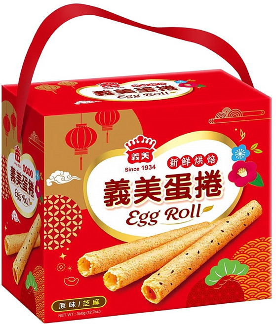 義美 手提蛋捲禮盒 吉利款, 360g, 1盒