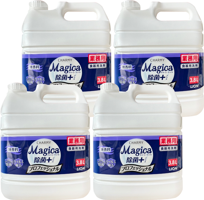 LION 獅王 CHARMY Magica 食器洗潔劑 除菌PLUS+ 3.8L, 4瓶