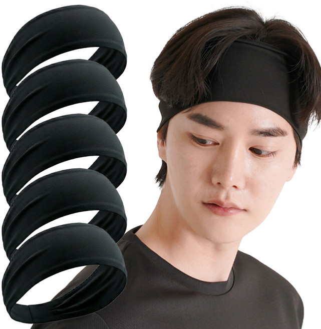 오웨니 스포츠 쿨링 헤어밴드, 블랙, 5개