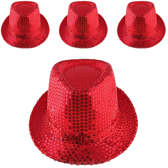 PARTY 09 亮片紳士帽, 紅色, 4個