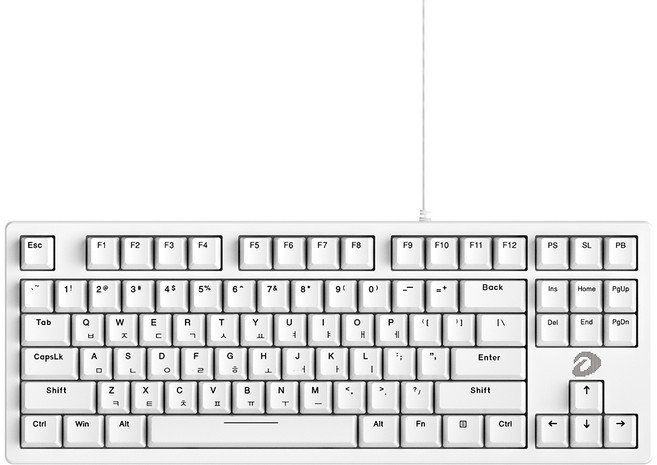 다얼유 87키 유선 기계식 게이밍 텐키리스 키보드 마카롱축, 오션 화이트, DK87