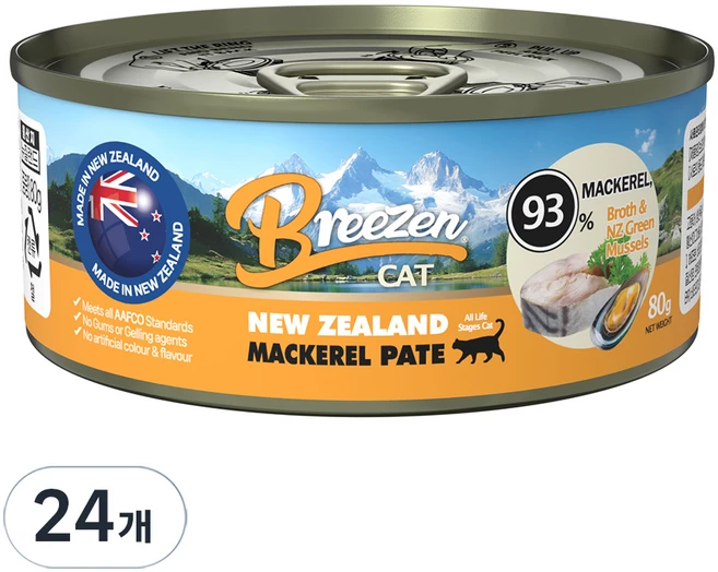 브리젠 전연령 고양이 뉴질랜드 파테 주식캔, 24개, 80g, 고등어 - 쿠팡