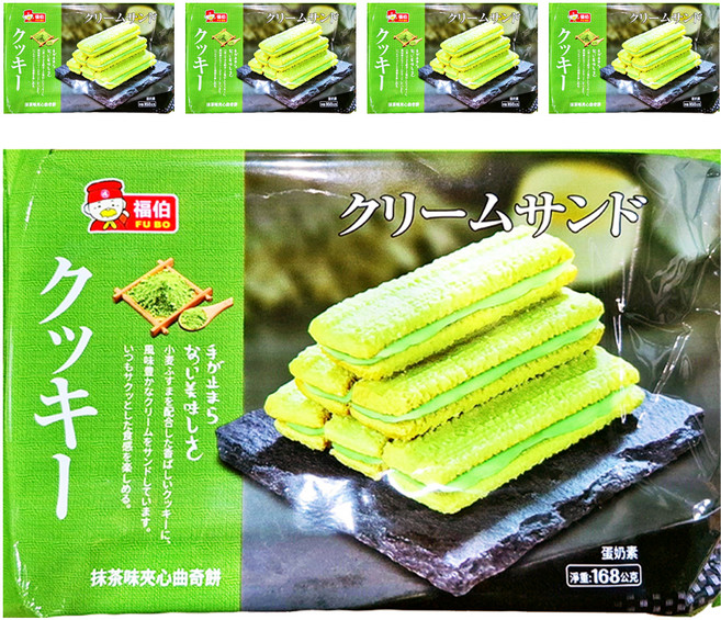 福伯 抹茶味夾心曲奇餅, 168g, 5包