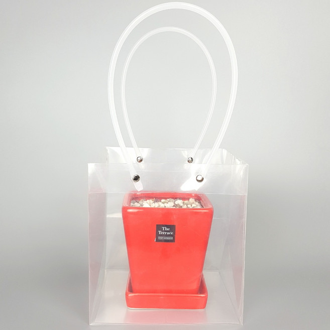 사각 화분 비닐 쇼핑백, 투명, 5개