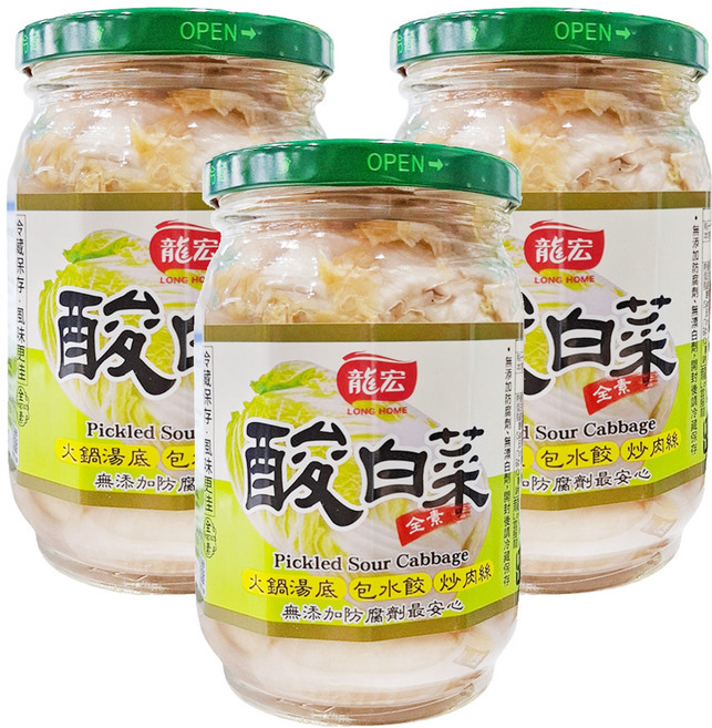 龍宏 酸白菜, 370g, 3罐