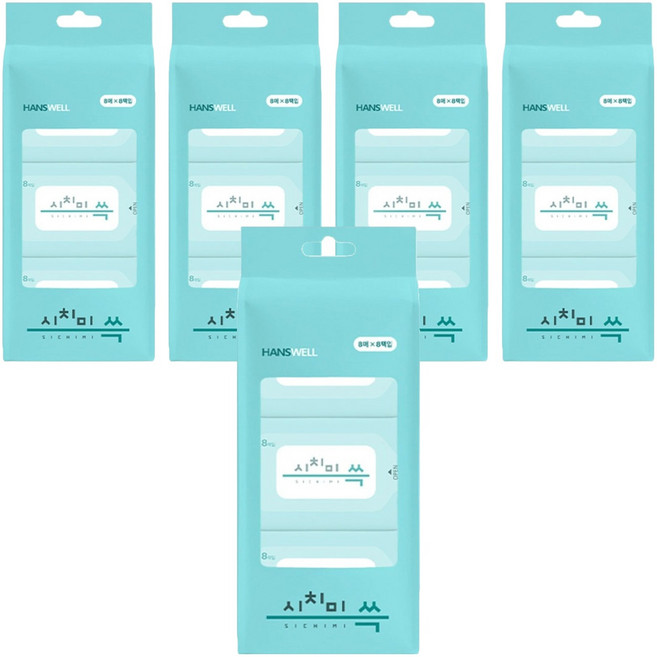 시치미 쓱 데일리 초미니 물티슈 휴대형, 8매, 5개