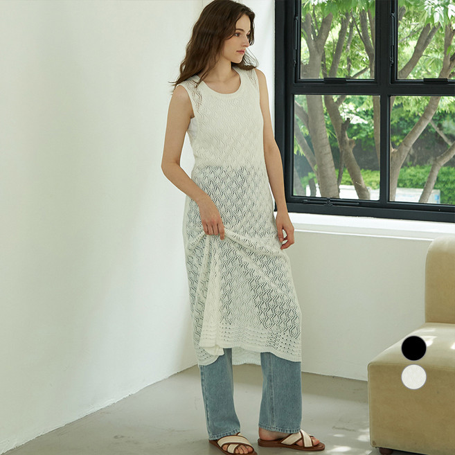 ELLE PARIS 루즈핏 레이스 레이어드 드레스