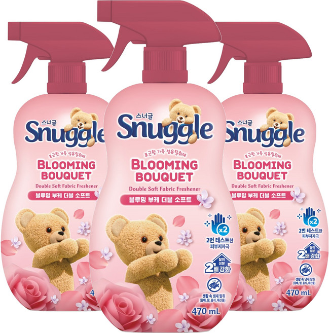 스너글 블루밍 부케 더블 소프트 섬유탈취제 본품, 470ml, 3개