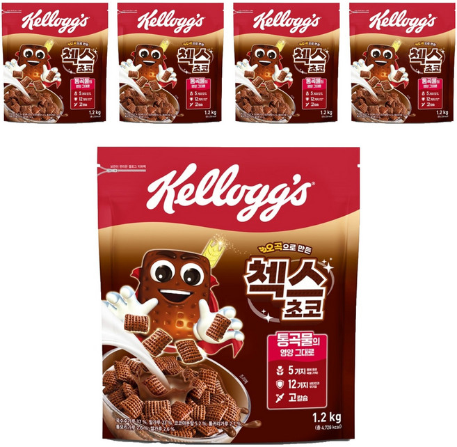 켈로그 오곡으로 만든 첵스 초코 시리얼, 1.2kg, 5개