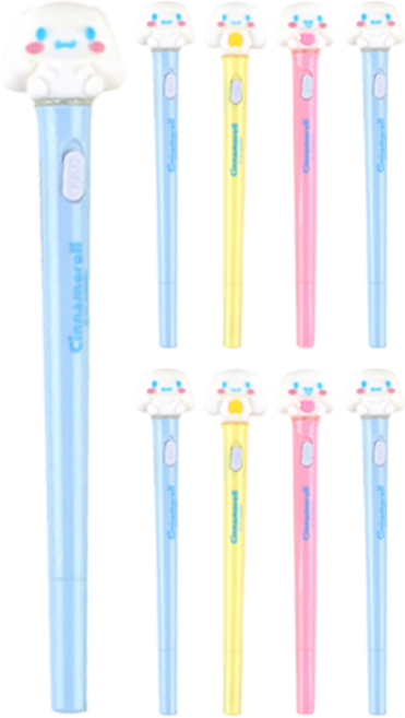 산리오캐릭터즈 시나모롤 피규어 라이트펜 3종 문구세트, 혼합색상(랜덤발송), 3세트