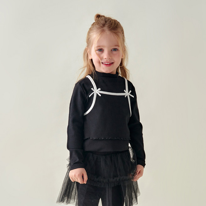 마리앤모리 아동용 골지 뷔스티에 레이어드 티셔츠