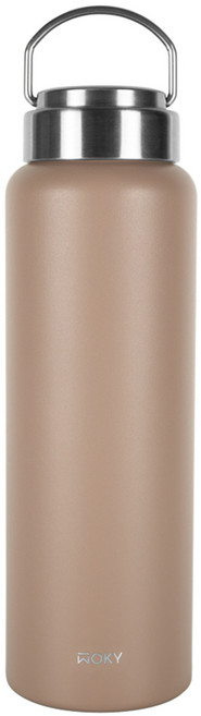 WOKY 沃廚 台灣公司貨 提手輕芯鈦瓷易潔層保溫瓶, 淵谷咖, 800ml, 1個