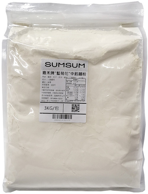 嘉禾牌 藍菊花中筋麵粉, 3kg, 1包