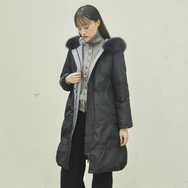 크로커다일 레이디 폭스퍼 구스 다운 롱 패딩 점퍼 CLCWDW10