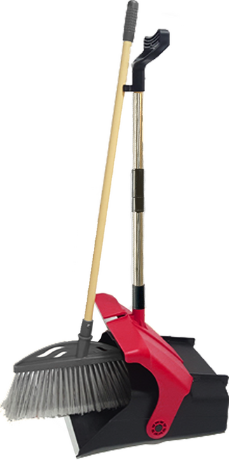 플라넥스 편한손 빗자루 + 자동 쓰레받기 세트, 1세트, 그레이(빗자루), 블랙 + 레드(쓰레받기)