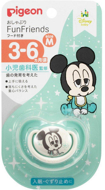 pigeon 貝親 輕量安心奶嘴 M, 3-6個月, 米奇版 藍色 + 白色, 1個